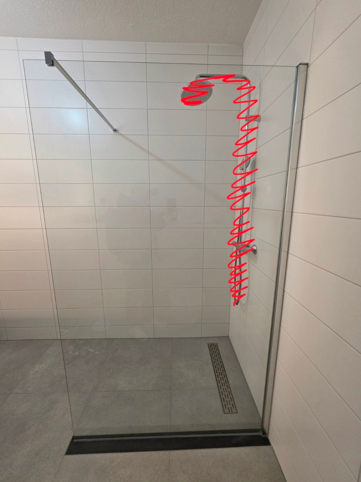 Glazen douchewand 110x200cm met stabilisatiestang, Ophalen, Zo goed als nieuw, Glas, Douche