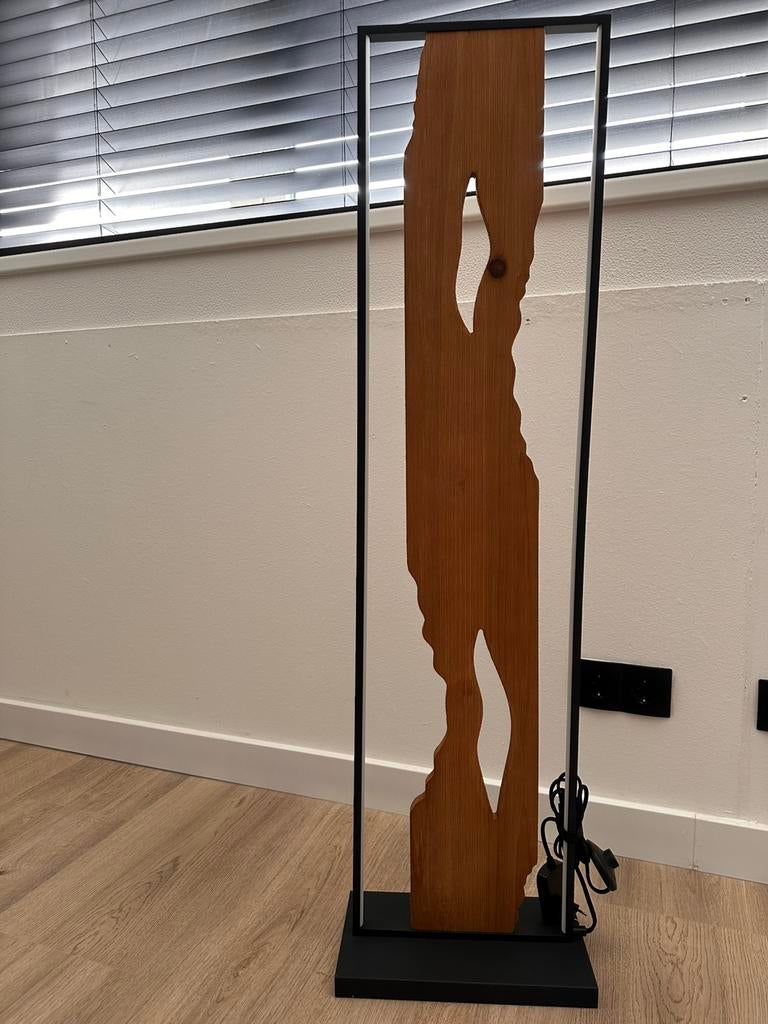 Brilliant vloerlamp Chaumont zwart hout 20W, Huis en Inrichting, Lampen | Vloerlampen, Ophalen of Verzenden, Zo goed als nieuw
