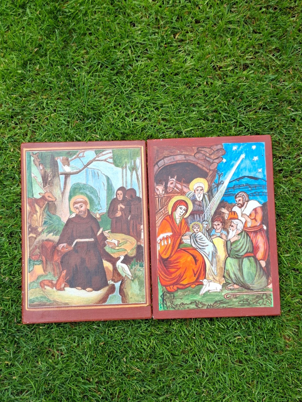 2 fraaie handpainted iconen., Antiek en Kunst, Antiek | Religie, Ophalen of Verzenden