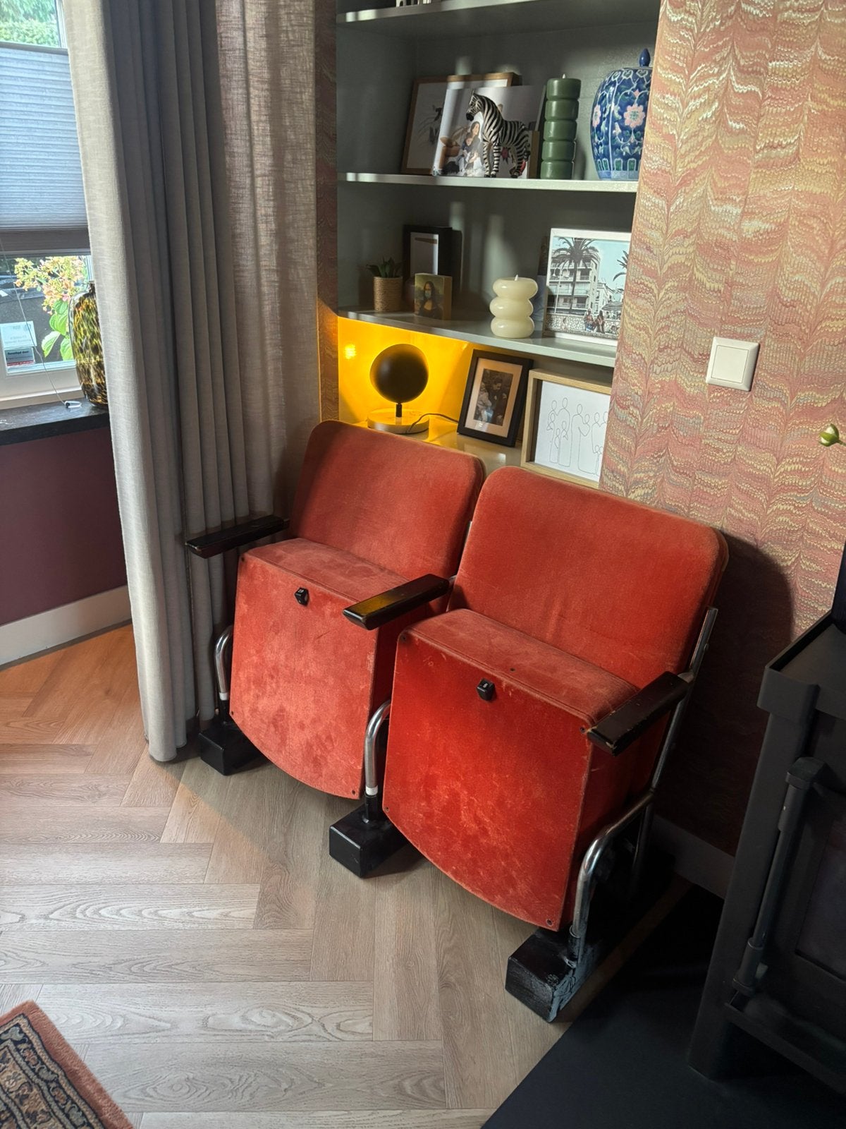 Vintage bioscoopstoeltjes, Huis en Inrichting, Ophalen, Gebruikt, Minder dan 75 cm, Vintage