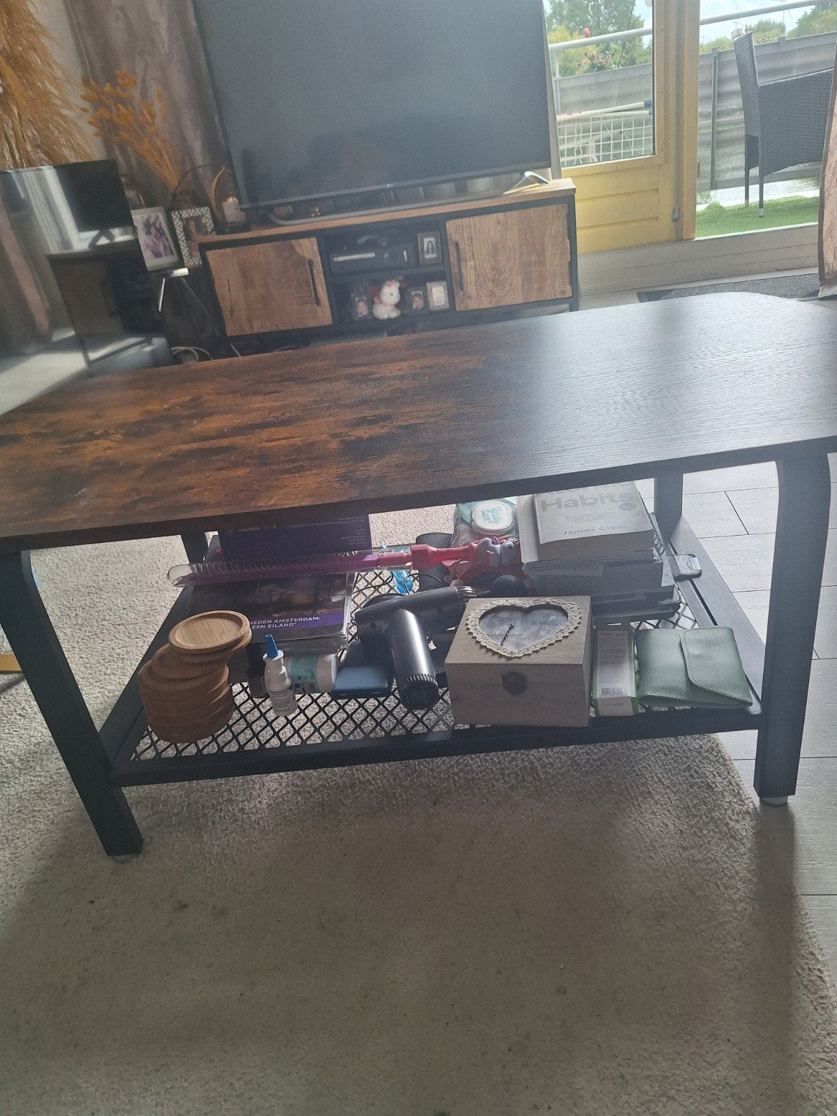 salon tafel  stoelen  en 3 bezet tafels, Huis en Inrichting, Ophalen of Verzenden, Zo goed als nieuw, 25 tot 50 cm, Rechthoekig