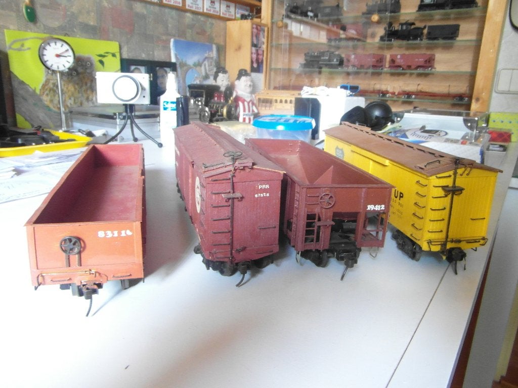 Vier mooie verschillende Amerikaanse O scale Cars, Overige merken, Gebruikt, Gelijkstroom, Wagon