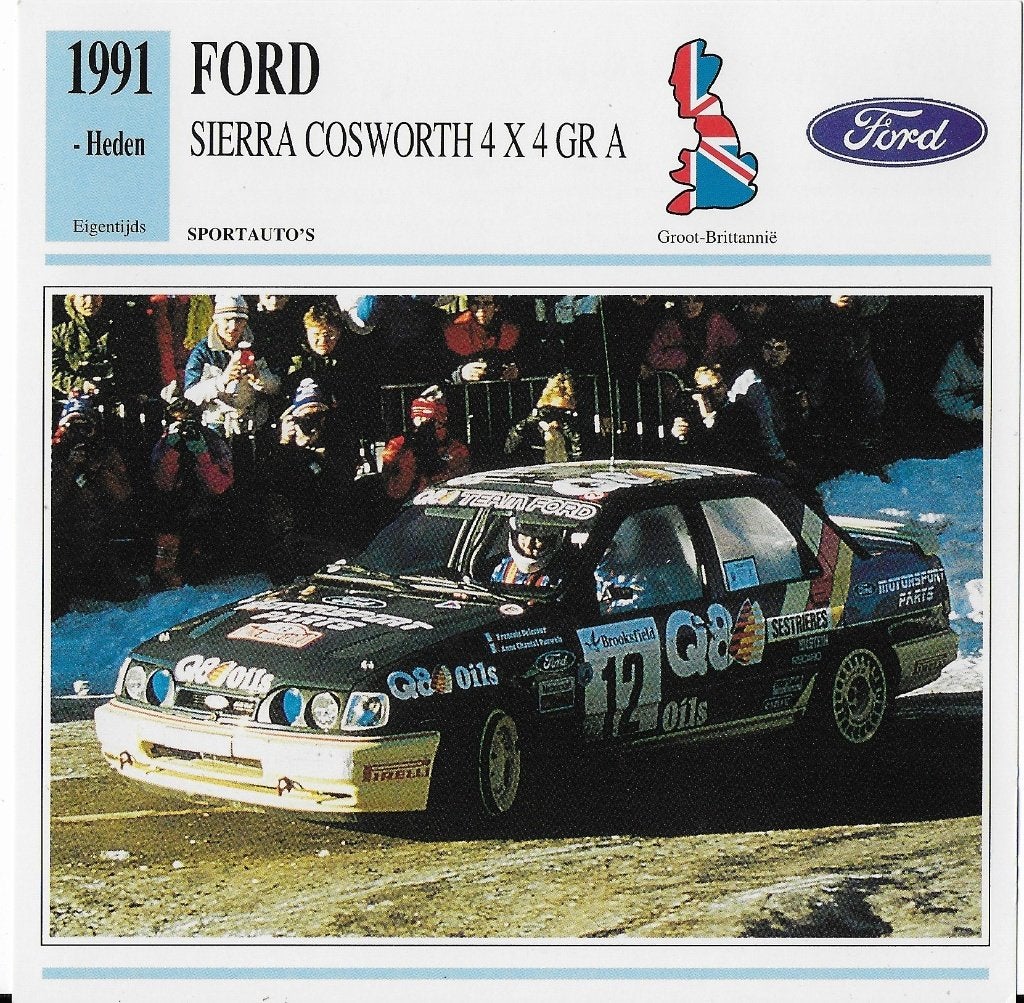 Ma2 autokaart ford sierra cosworth 4x4 gr a (1991 ), Verzamelen, Ophalen of Verzenden, Zo goed als nieuw, Auto's