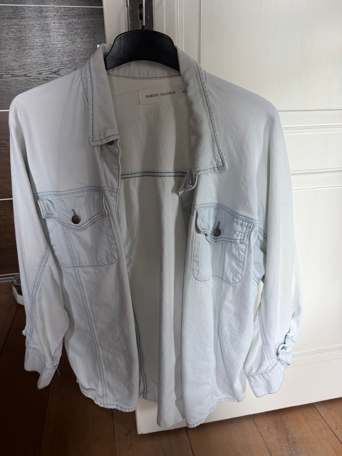 Rabens Saloner lichtblauwe jeans jasje - Maat S/M, Ophalen of Verzenden, Gedragen, Maat 38/40 (M), Blauw