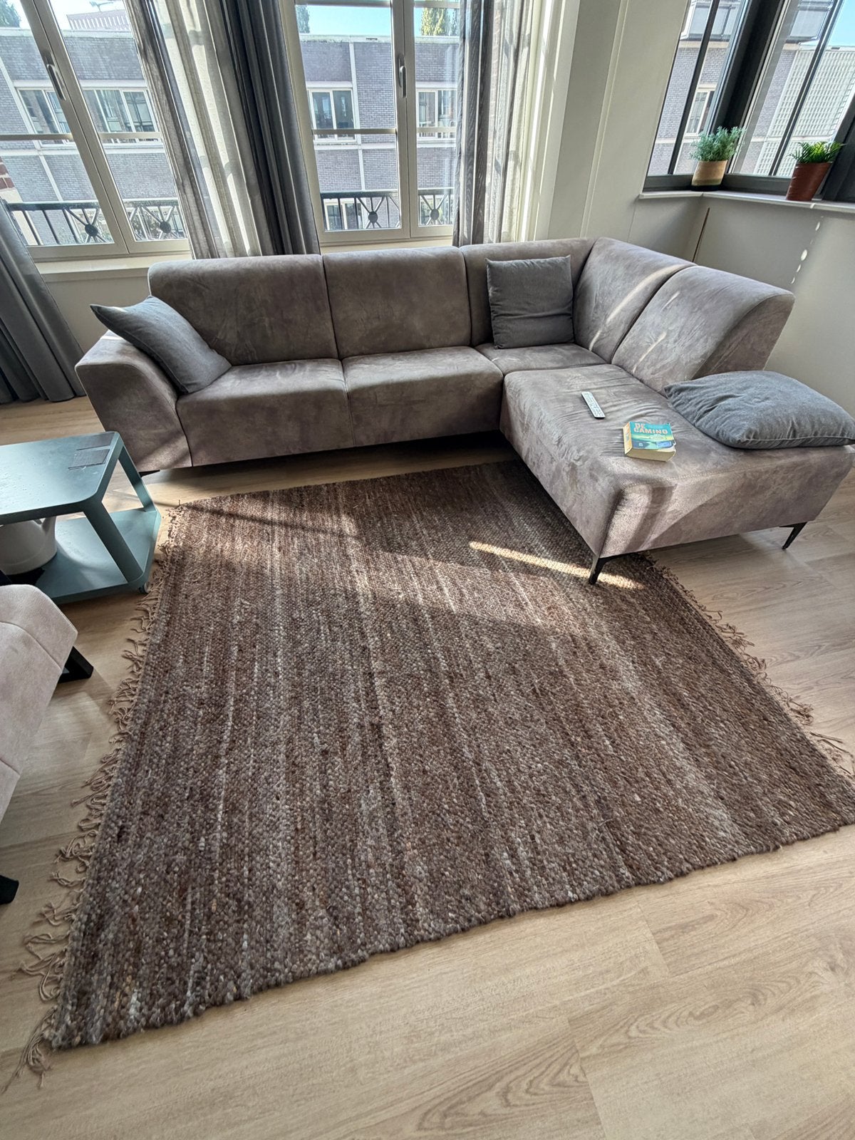 Vloerkleed 200x180cm, Ophalen, Gebruikt, Bruin, 150 tot 200 cm