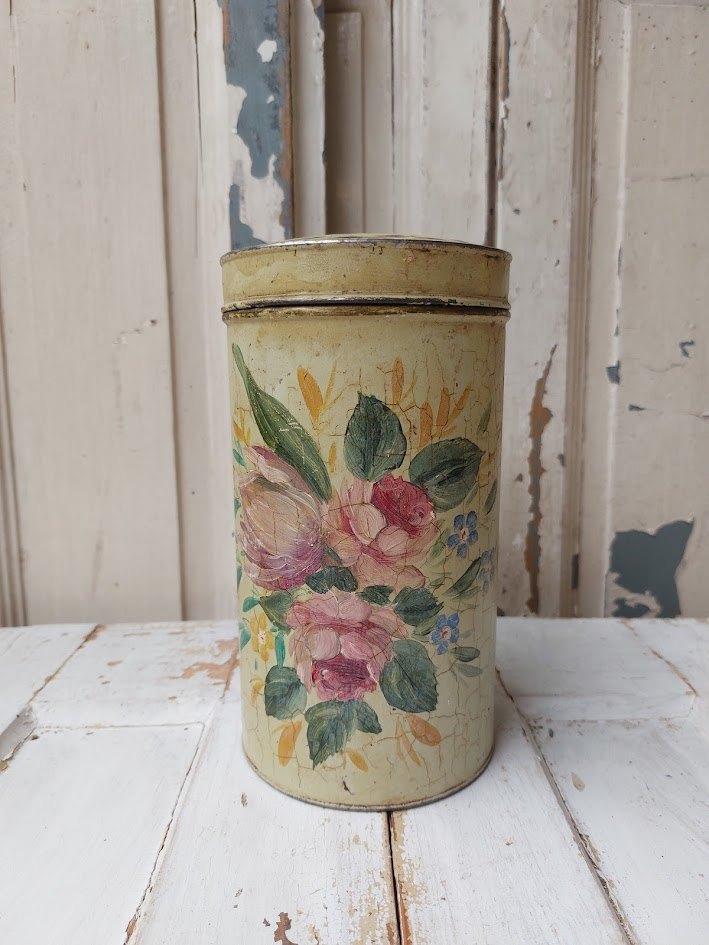Gebloemde trommel brocante, Ophalen of Verzenden