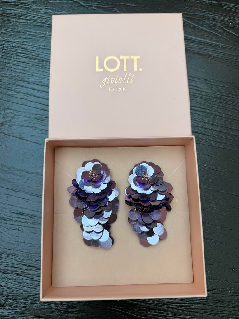 Lott Gioielli Oorbellen met Pailletten - Paars/Zilver, Sieraden, Tassen en Uiterlijk, Oorbellen, Overige materialen, Hangers, Paars