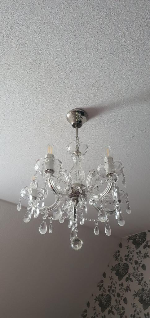 Kroonluchter met glazen pegels, Ophalen of Verzenden