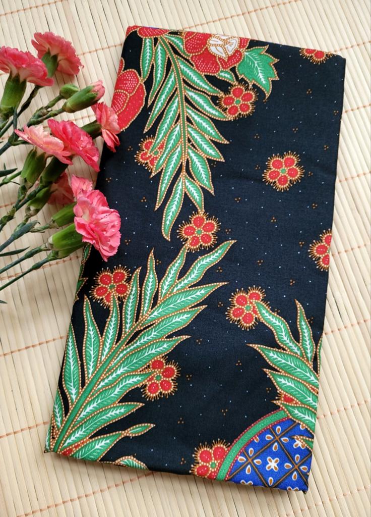 Batik Sarong/ lap/ stof Indonesië #1478, Hobby en Vrije tijd, Verzenden, Zwart, Nieuw, 30 tot 120 cm
