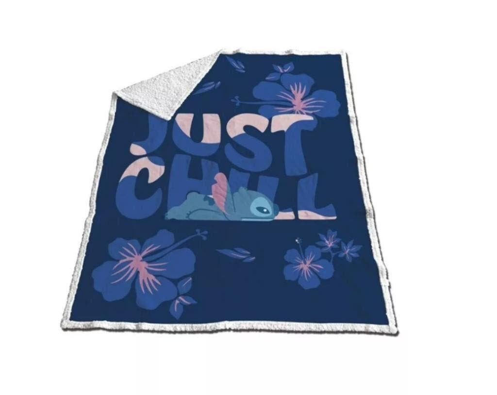 Stitch Fleece Deken Sherpa - Disney Woondeken Blauw, Nieuw, Ophalen of Verzenden, Deken of Dekbed, Wasbaar