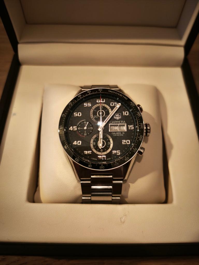 TAG Heuer Carrera Calibre 16 Day-Date Automatic - Garantie, Staal, Staal, Polshorloge, Ophalen of Verzenden