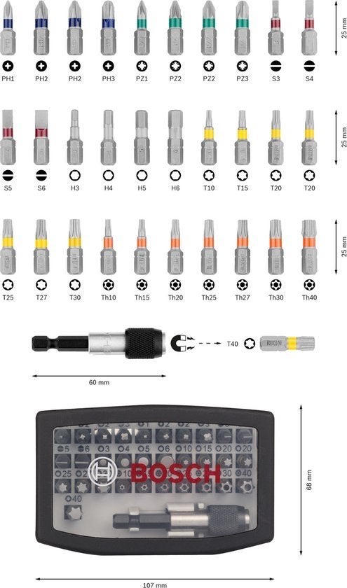 Bosch Schroevendraaier Bit Set 32-delig met Houder, Nieuw, ..., Ophalen of Verzenden, ...