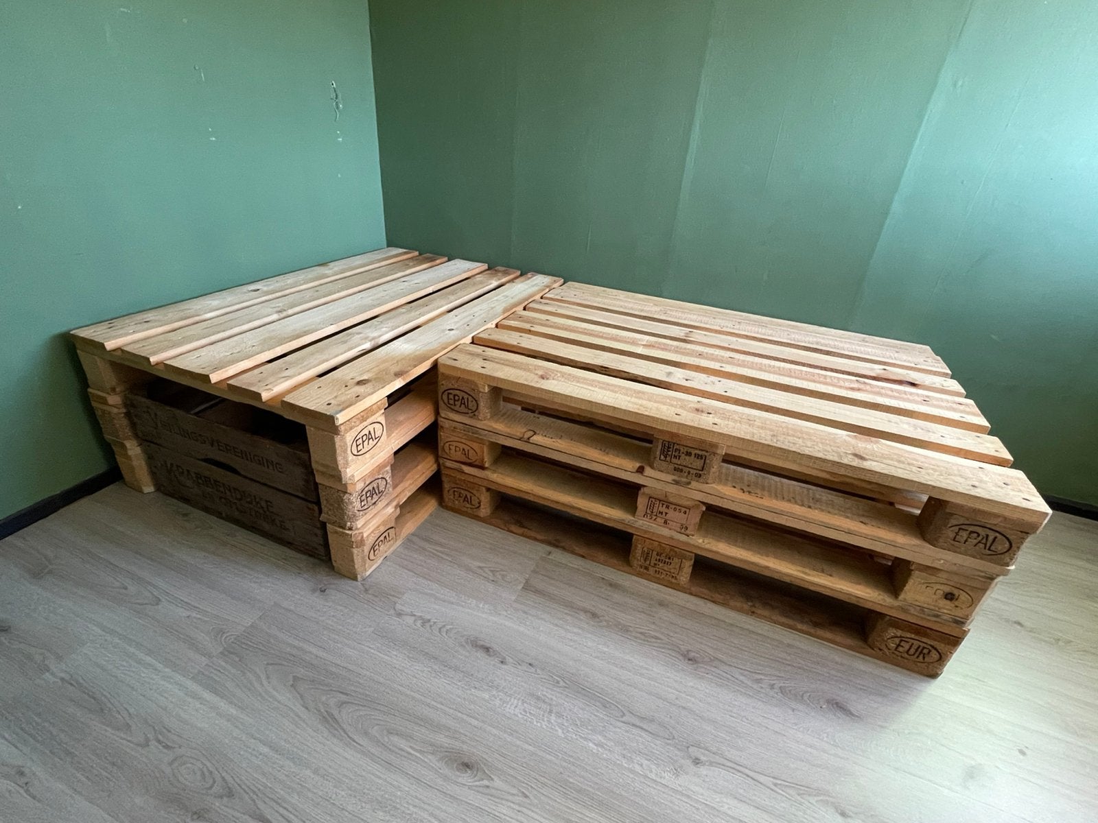 Euro pallet bed, voor 90x200, Ophalen, 90 cm, Eenpersoons, Zo goed als nieuw