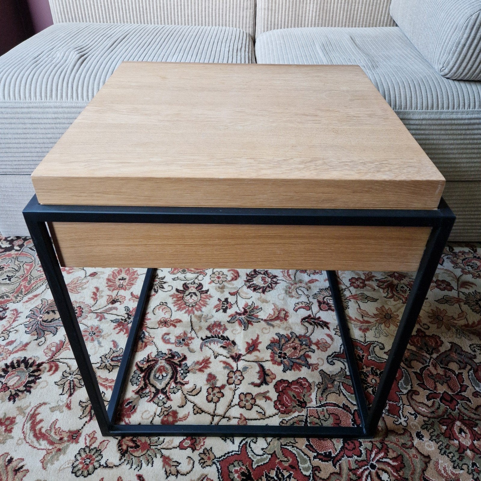 Ethnicraft Monolit Bijzettafel Eiken met opbergruimte, Ophalen, Minder dan 45 cm, Minder dan 55 cm, Modern, Industrieel