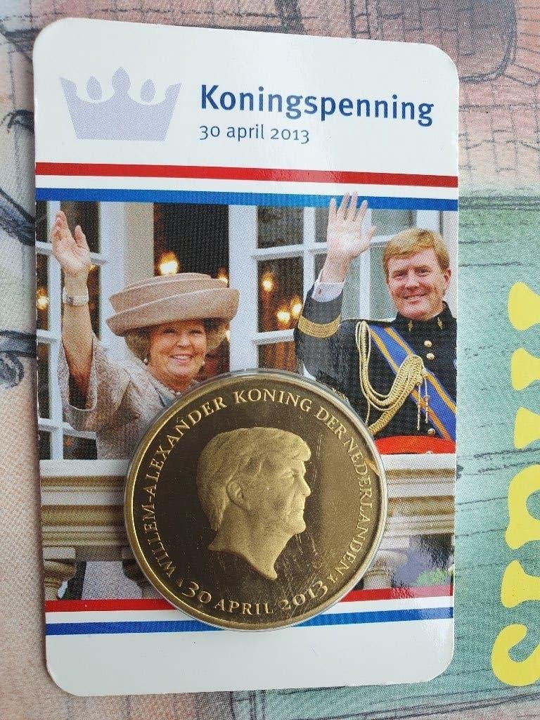 Koningspenning 30 april 2013, originele coincard, nieuwstaat, Postzegels en Munten, Ophalen of Verzenden, Koningin Beatrix, Overige waardes