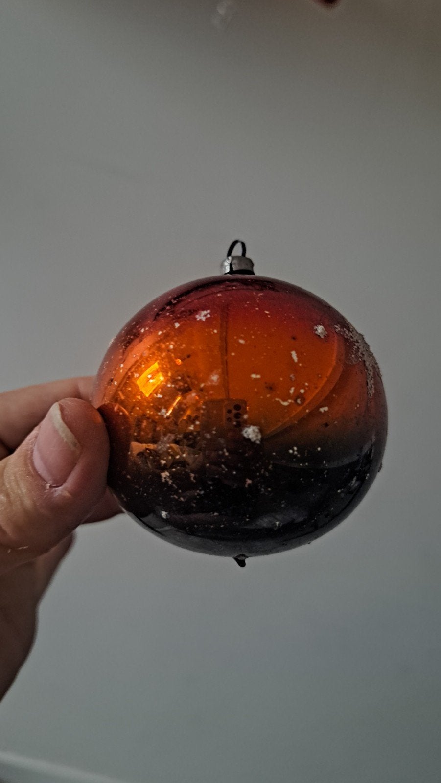 kerstbal vitage rood met kerstster erop, Ophalen of Verzenden