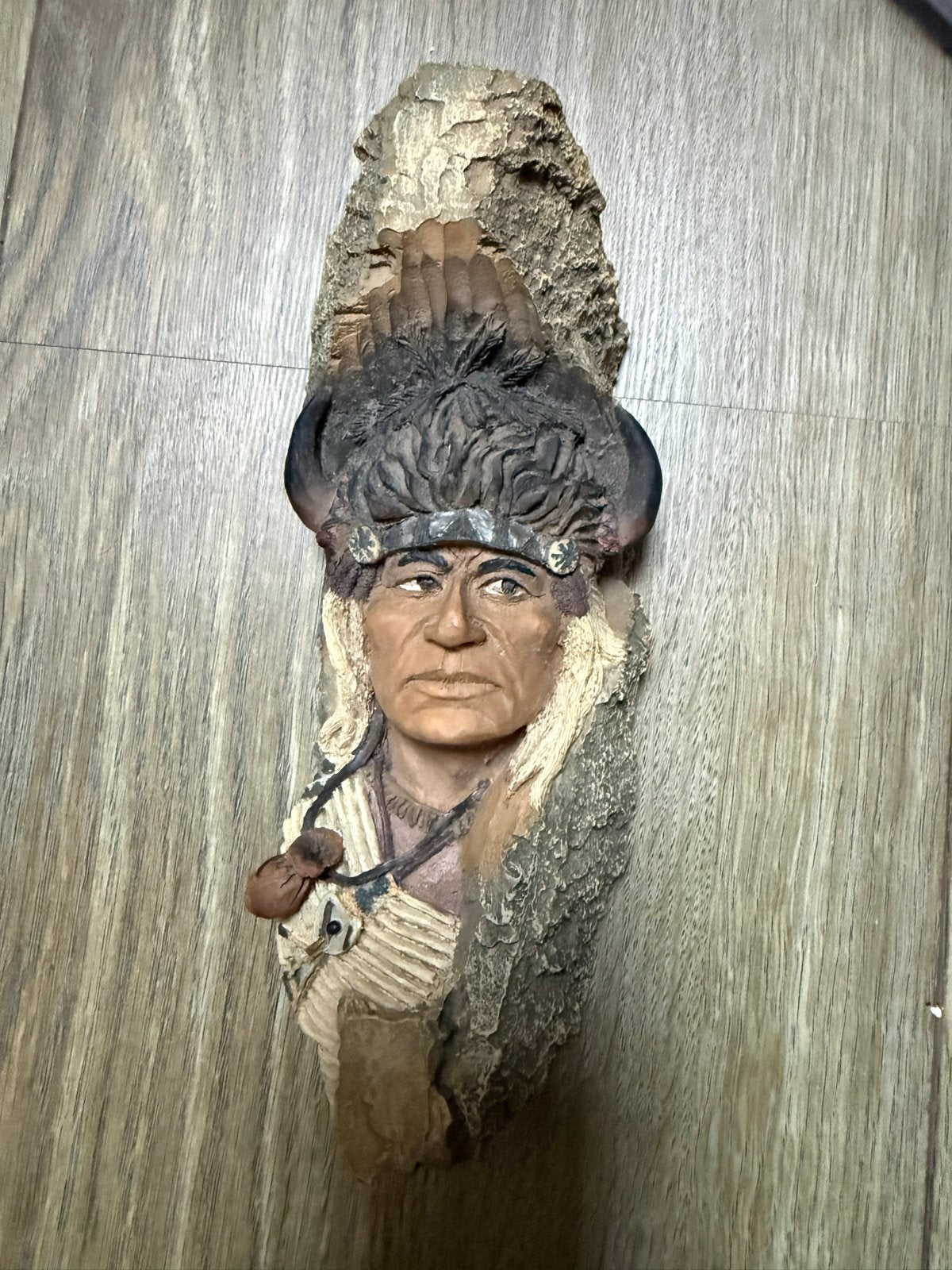 Wanddecoratie Indiaan Hoofd Houtsnijwerk, Ophalen of Verzenden, Handgemaakt, Wanddecoratie, 20 - 50 cm