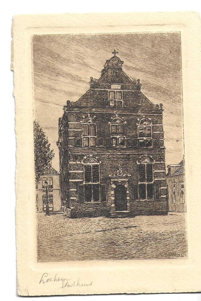 lochem  raadhuis  ets of steendruk?  uitg lovink, Verzenden, 1920 tot 1940, Ongelopen, Gelderland
