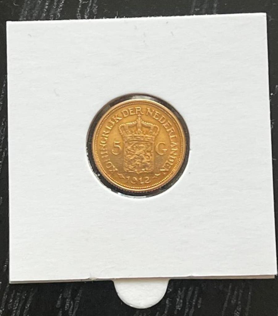 Gouden 5 gulden 1912, Verzenden, Koningin Wilhelmina, 5 gulden, Goud