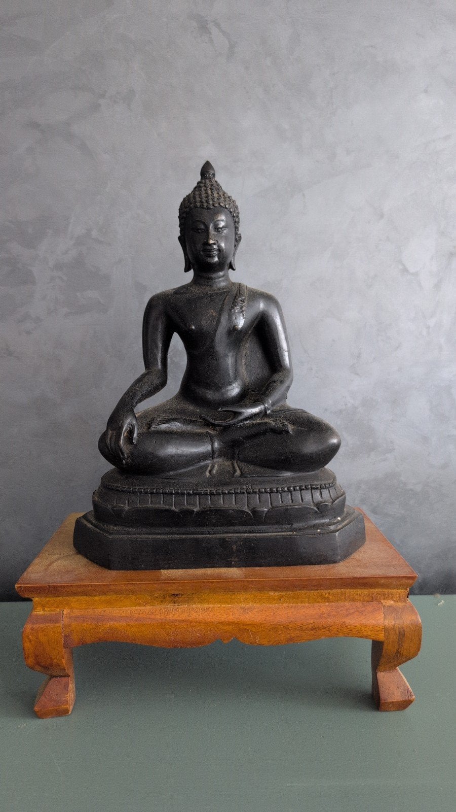 Bronzen Boeddha Beeld 28x20cm, Huis en Inrichting, Ophalen, Zo goed als nieuw, Metaal, Bruin