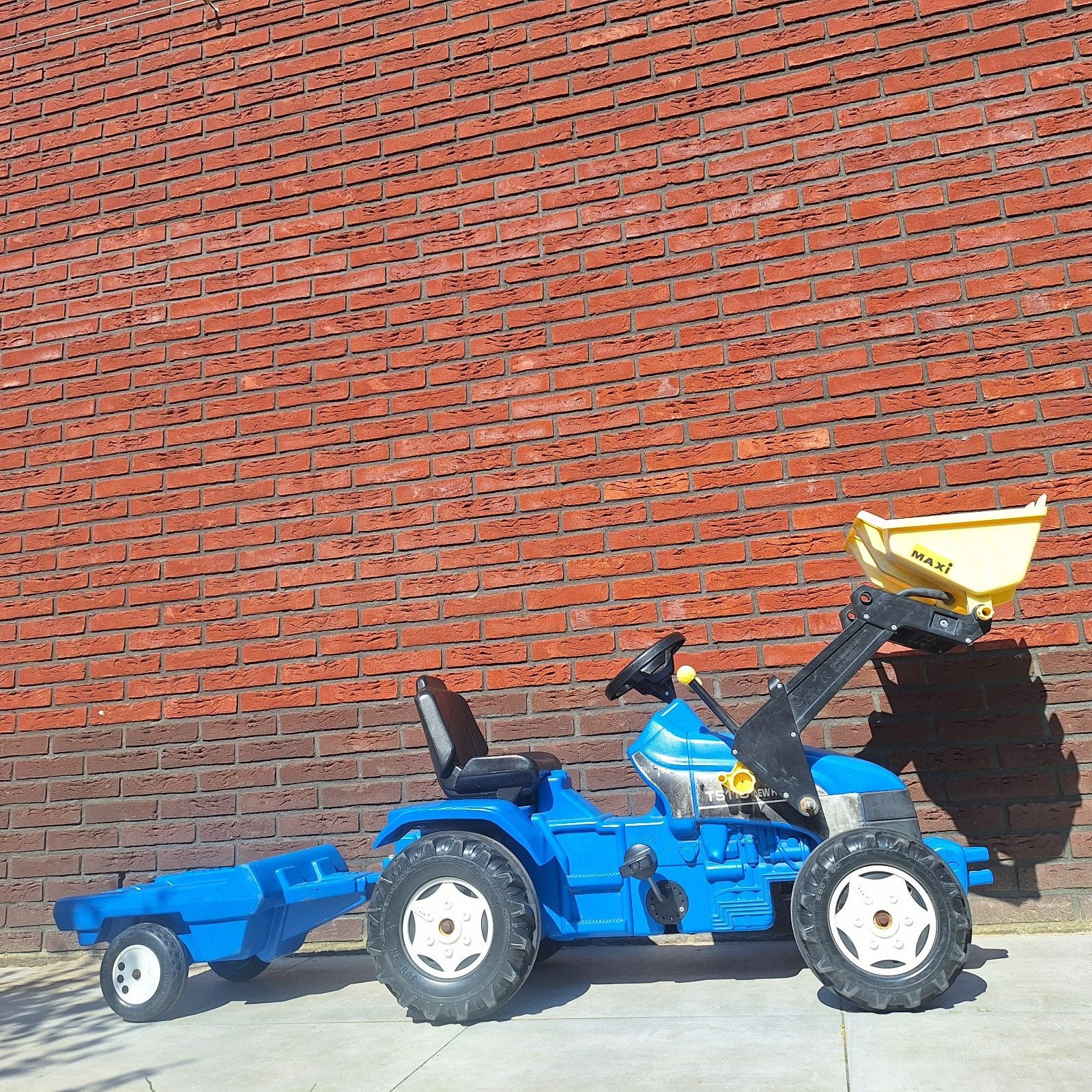Buiten tractor trap trekker met kar en kiepbak laadbak blauw, Ophalen, Gebruikt, Trapvoertuig