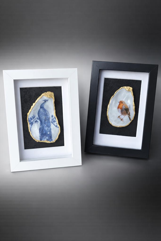 Oester in lijstje roodborstje, pauw, ijsvogel alles mogelijk, Ophalen of Verzenden, Nieuw, Overige typen, Minder dan 50 cm