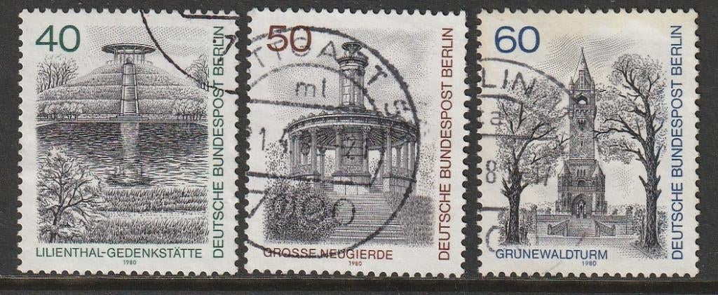 Berlijn 1980 634/636 Berlijnse monumenten, Gest, Ophalen of Verzenden, Overige periodes, Gestempeld