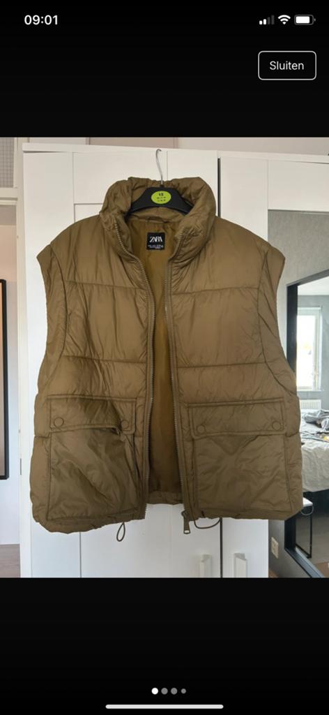 Groen/khaki kleurige bodywarmer van Zara maat S, Ophalen of Verzenden, Zo goed als nieuw, Maat 36 (S), Groen