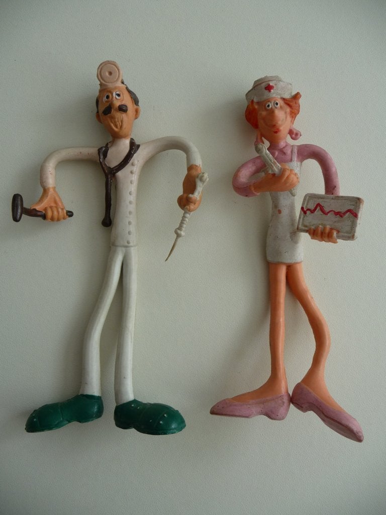 2 Figuurtjes DOKTER en VERPLEEGSTER - 70-er jaren Brabo, Verzamelen, Ophalen of Verzenden, Zo goed als nieuw