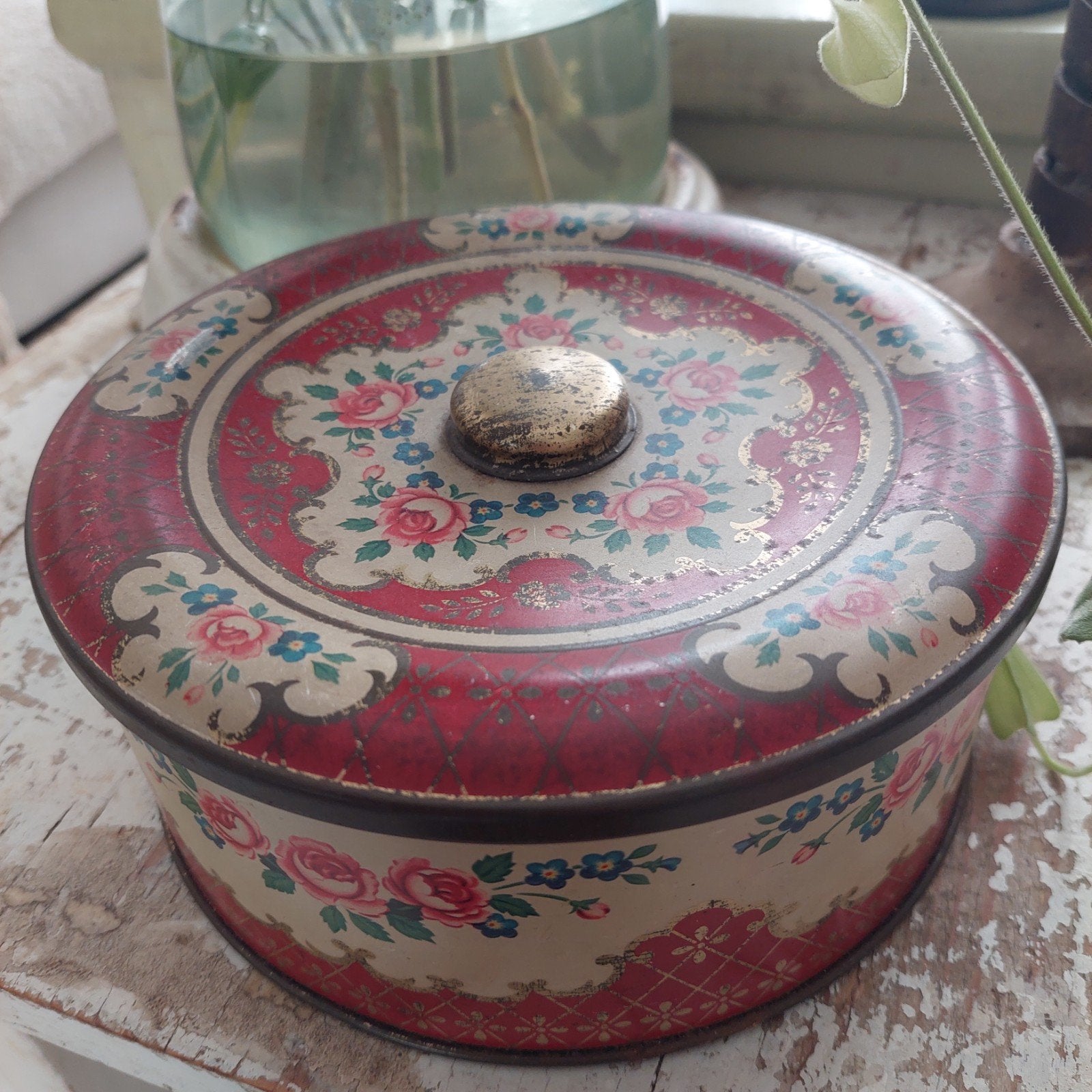 vintage rond koekjesblik DBF, Ophalen of Verzenden