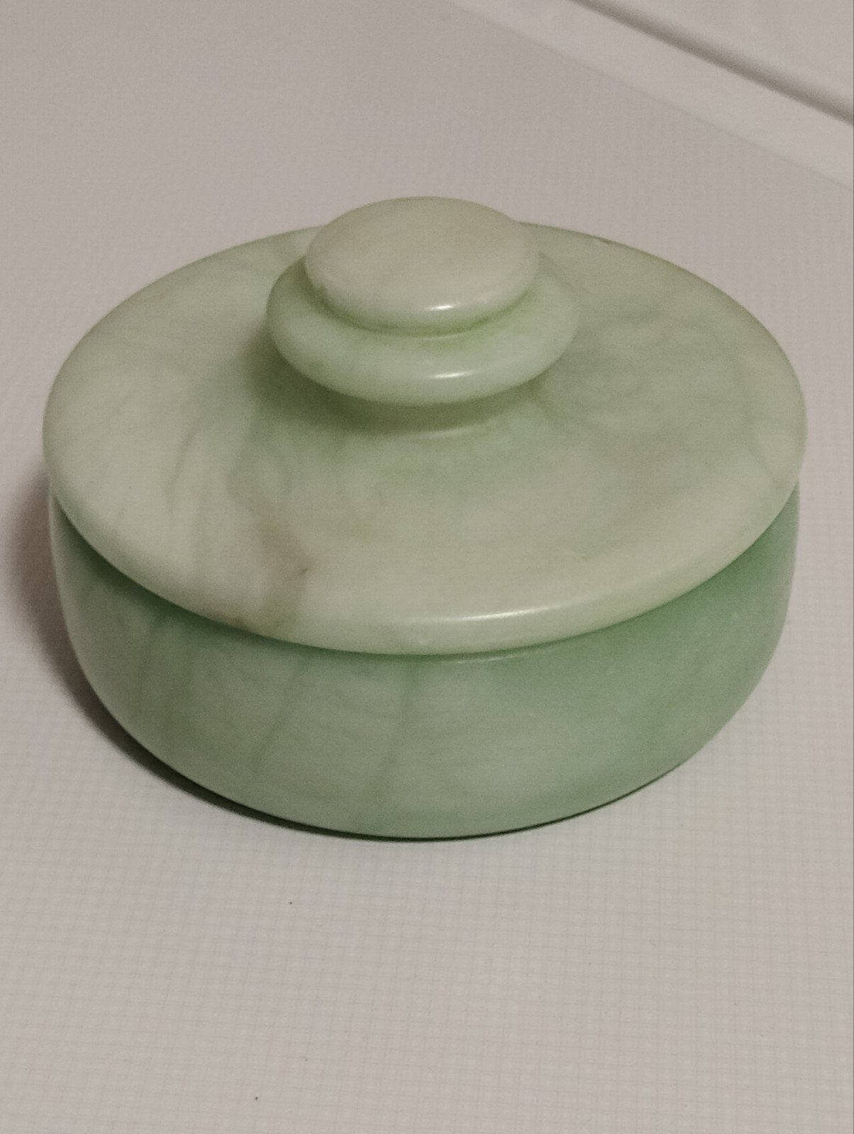 Vintage groen marmer alabaster trinket of juwelendoosje, Ophalen of Verzenden