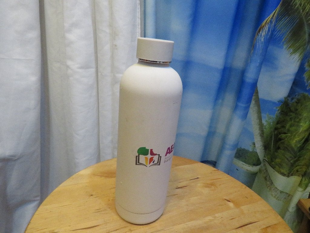 witte AE Association Evangelicals Africa water fles 725 ml, Ophalen of Verzenden, Gebruikt