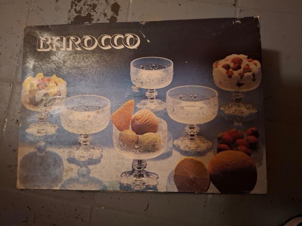 Set van 6 Barocco dessertcoupes van glas, Ophalen, Glas of Glazen, Overige stijlen, Glas