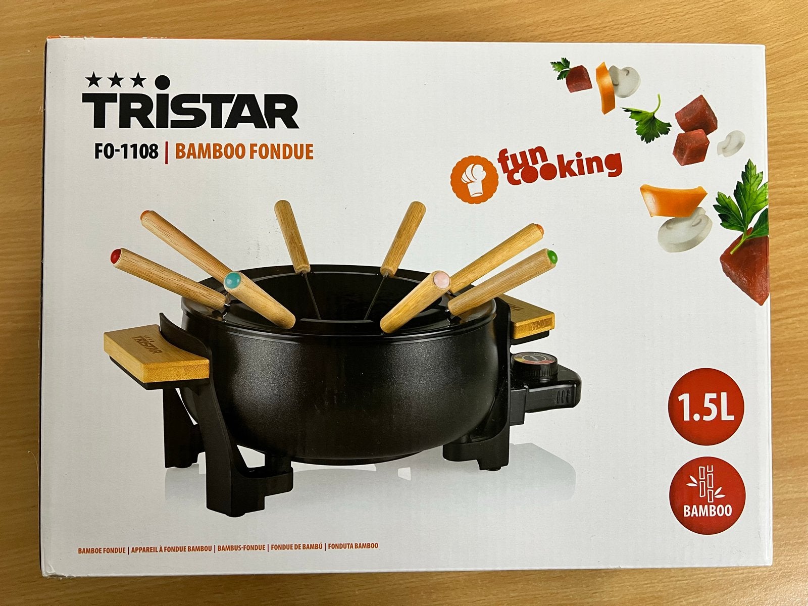 Tristar FO-1108 Bamboe Fondue - Nieuw in doos, Ophalen, Nieuw, Elektrisch, Fondueset