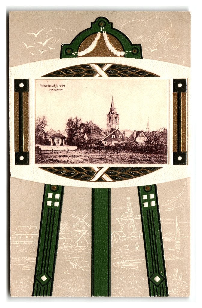 Winterswijk, Dorpsgezicht - met Randversiering, Verzamelen, Ophalen of Verzenden, 1920 tot 1940, Ongelopen, Gelderland