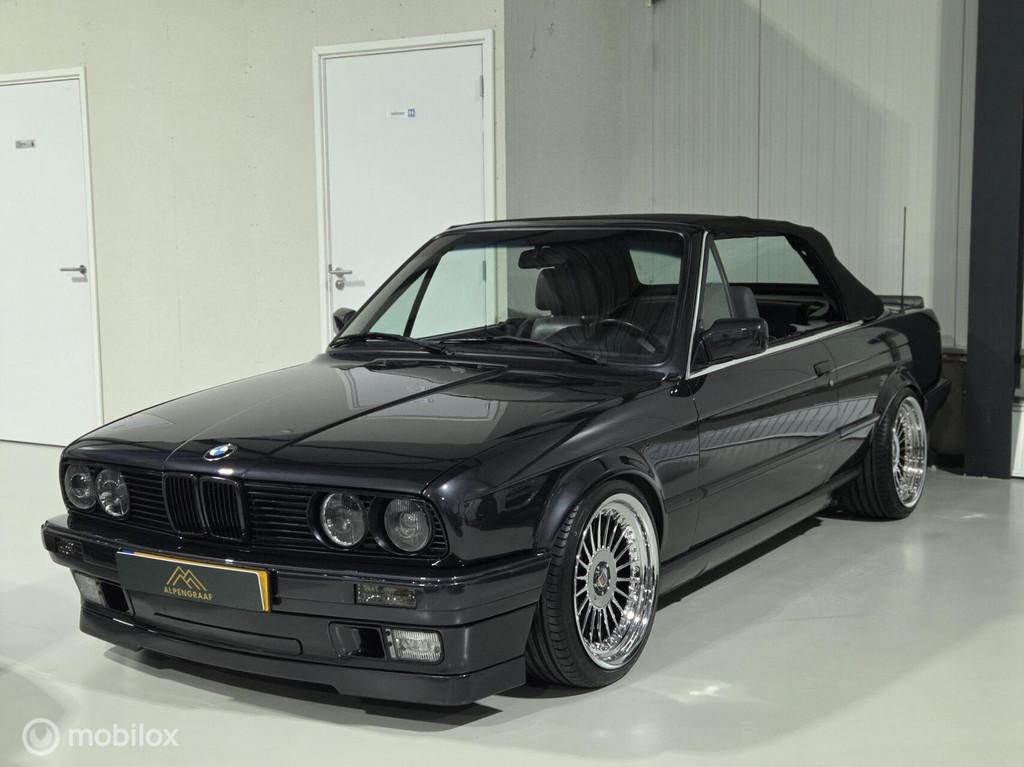BMW 3-serie e30 cabrio 320i 6cilinder Alpina 2e eigenaar, Achterwielaandrijving, Gebruikt, Zwart, Leder
