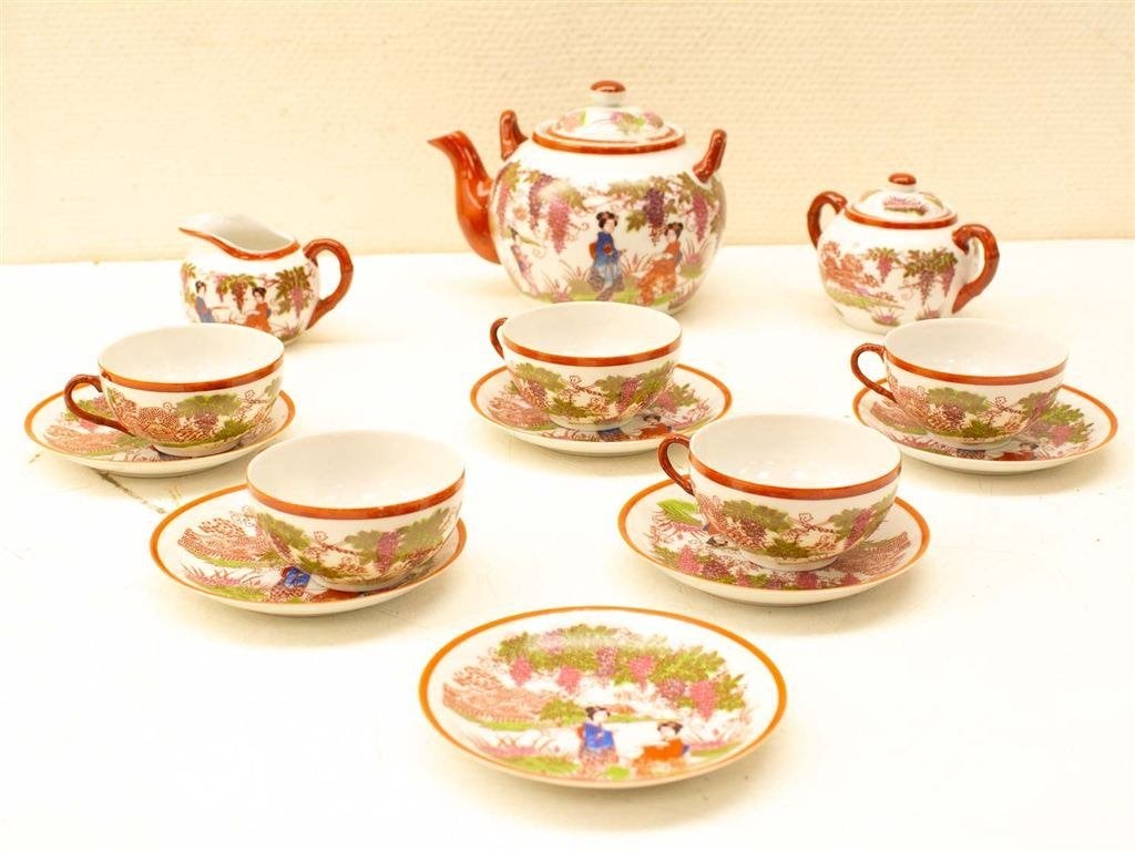 16 delig porseleinen thee servies 33963, Gebruikt, Ophalen of Verzenden, Bord(en), Overige stijlen