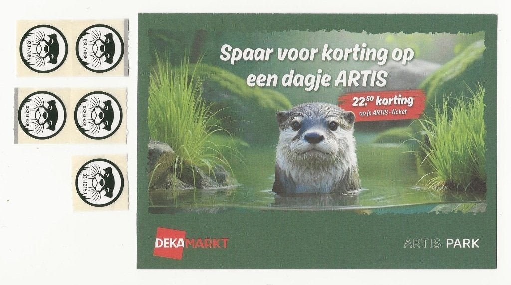5 zegels Artis Dekamarkt, Dekamarkt, Ophalen