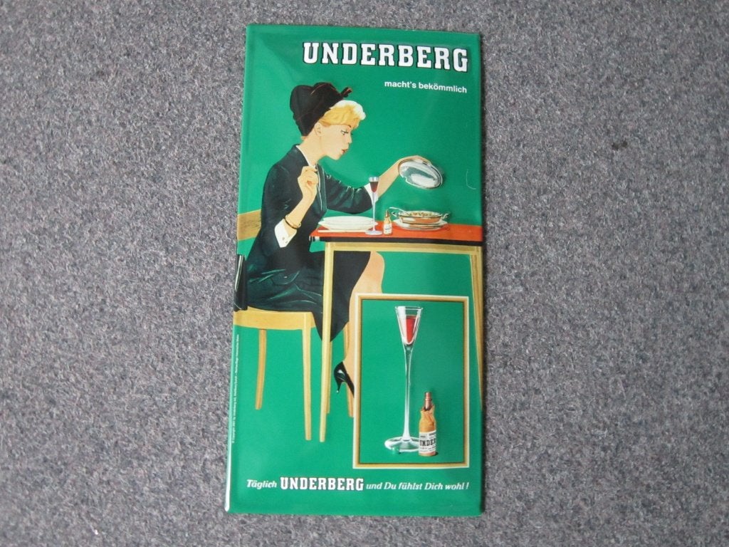 UNDERBERG BLIKKEN RECLAMEBORD, Ophalen, Zo goed als nieuw, Reclamebord