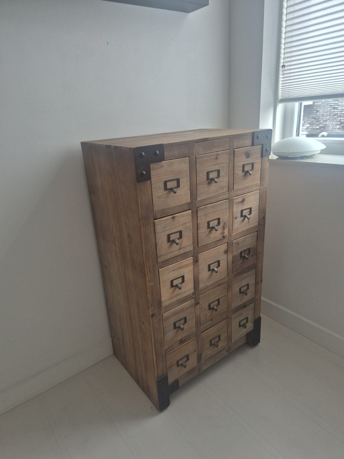 Houten apothekerskast/ladekast in perfecte staat, Ophalen, 5 laden of meer, 100 tot 150 cm, 50 tot 100 cm