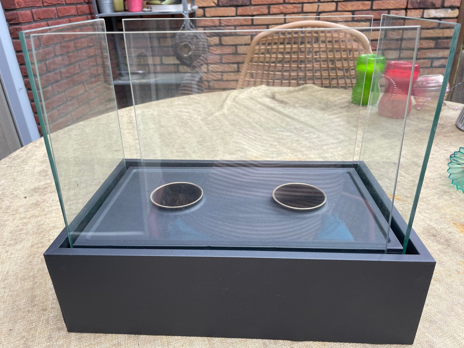 Bio ethanol sfeerhaard met glazen ombouw, Huis en Inrichting, Ophalen of Verzenden, Nieuw, Vrijstaande haard, Overige soorten