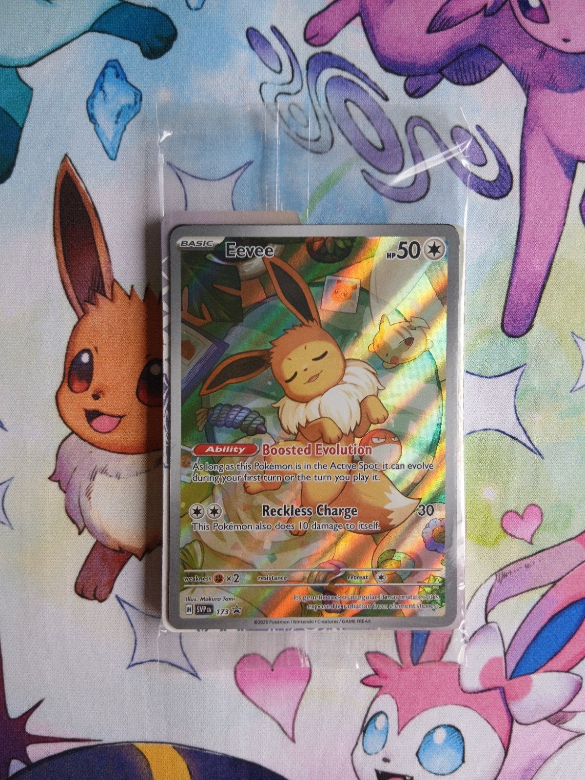 Eevee #173 Prismatic Evolutions ETB Promo (Sealed) 2/2, Hobby en Vrije tijd, Verzenden, Nieuw, Losse kaart, Foil