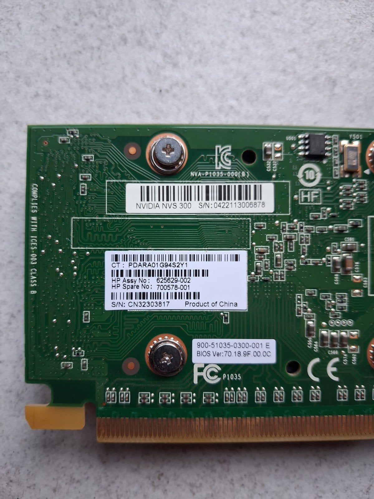 HP NVIDIA NVS 300 Grafische Kaart - PCI-E DVI, Gebruikt, Overige soorten, Ophalen of Verzenden, PCI-Express 1