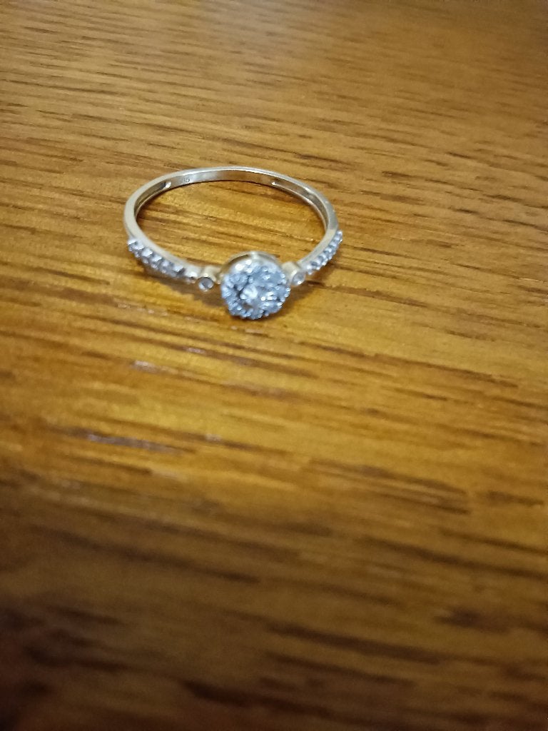 Oud ring (585) met diamanten, Sieraden, Tassen en Uiterlijk, Antieke sieraden, Ophalen, Goud, Ring