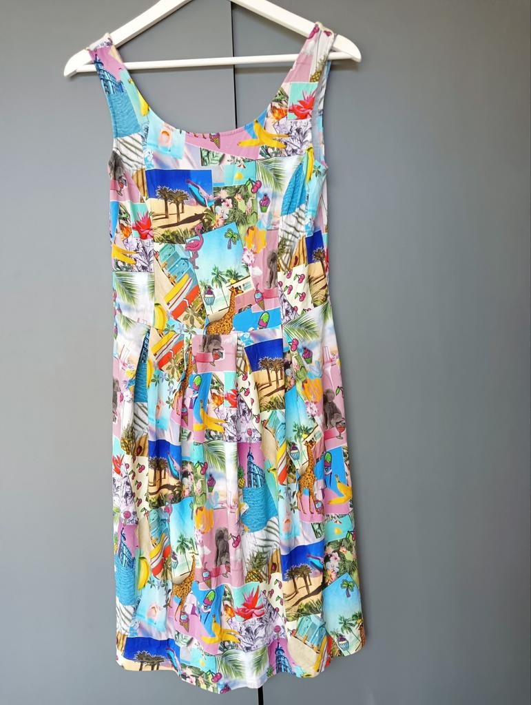 Heel mooi zomerjurkje mt 36 met allerlei geweldige prints, Ophalen of Verzenden, Zo goed als nieuw, Knielengte, Alba Moda