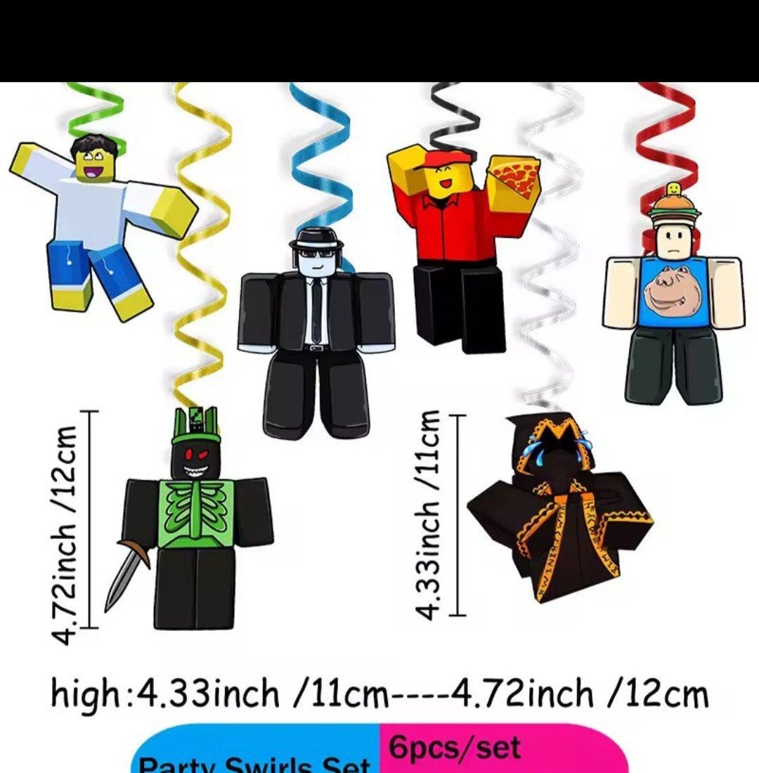 Roblox Party Swirls Set - Nieuwe Feestversiering (6 stuks), Ophalen, Nieuw, Versiering, Verjaardag