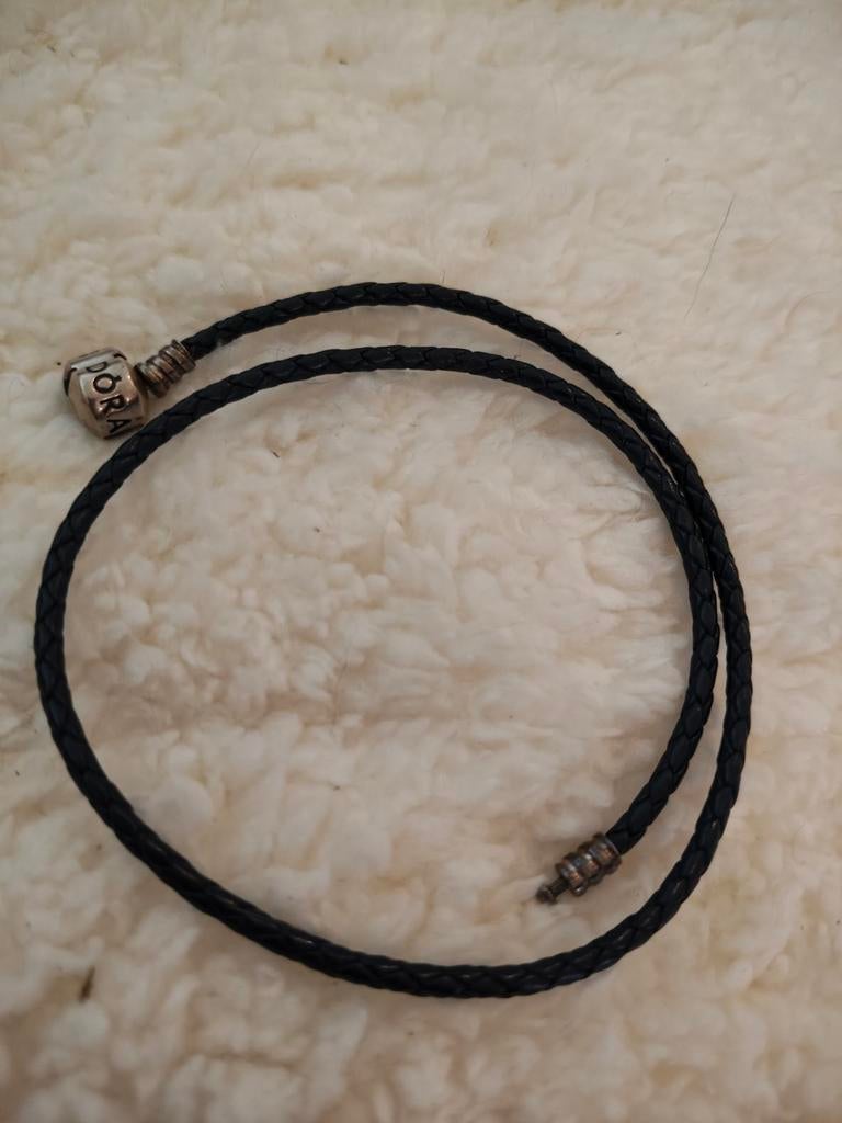 Pandora leren armband zwart, Ophalen, Zo goed als nieuw, Zwart, Leer