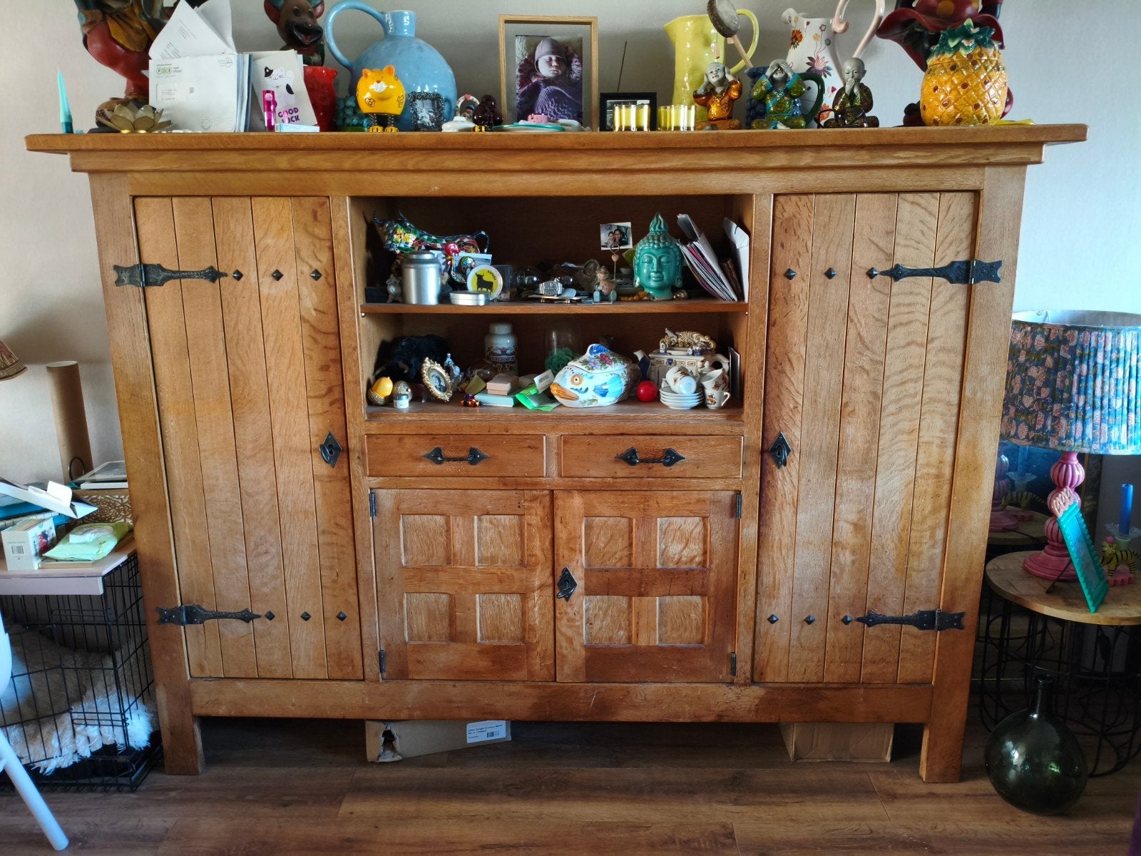 Massief eiken dressoir '70 merk "topform", Antiek en Kunst, Ophalen of Verzenden