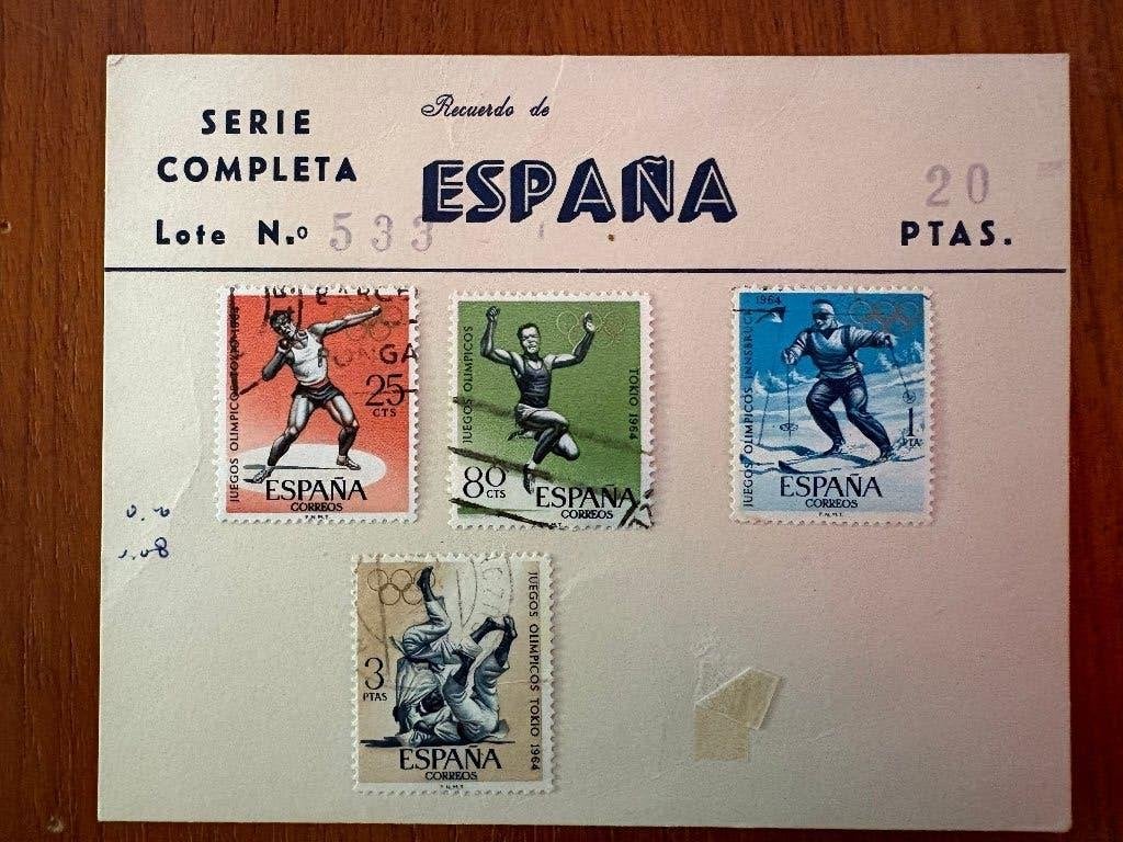 Set 4 Spaanse postzegels 1964 Tokyo olympische spelen, Postzegels en Munten, Ophalen of Verzenden, Gestempeld