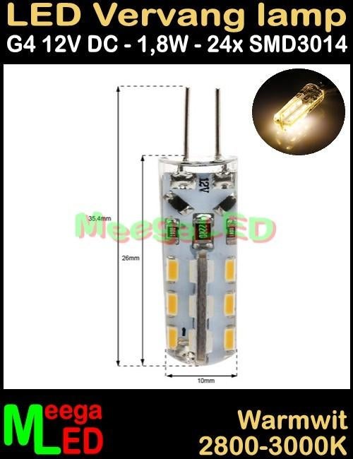 LED Camper G4 ledspot lamp rond 24 SMD3014 - 12v - 1,8 watt, Ophalen of Verzenden, Nieuw